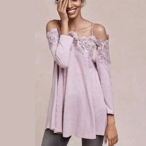 Anthropologie Meadow Rue Laceline Lilac Top M NWT